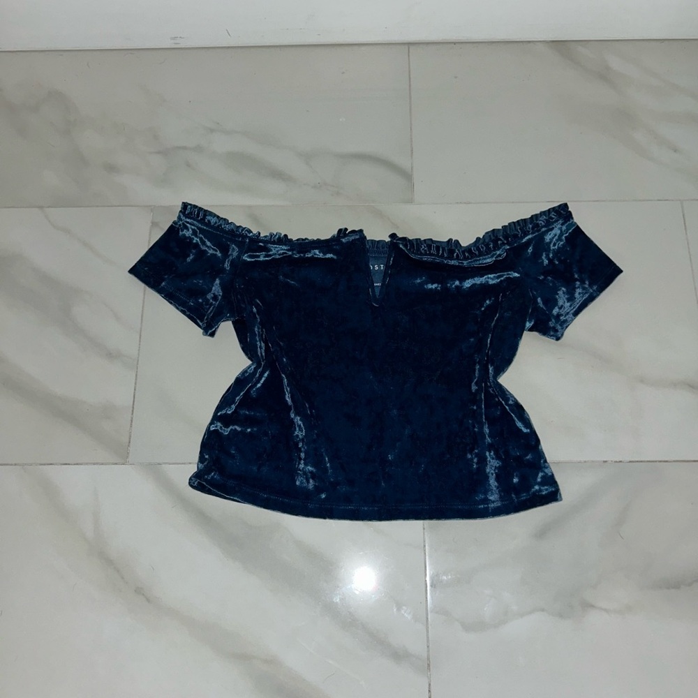 Aeropostale Blue Off-the-Shoulder Fitted Blouse